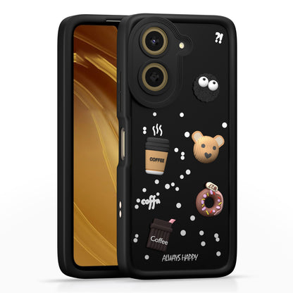 Pikkme Redmi A5 / Poco C71 Cute Fun Cartoon 3D Bear Coffee Back Cover (Black)