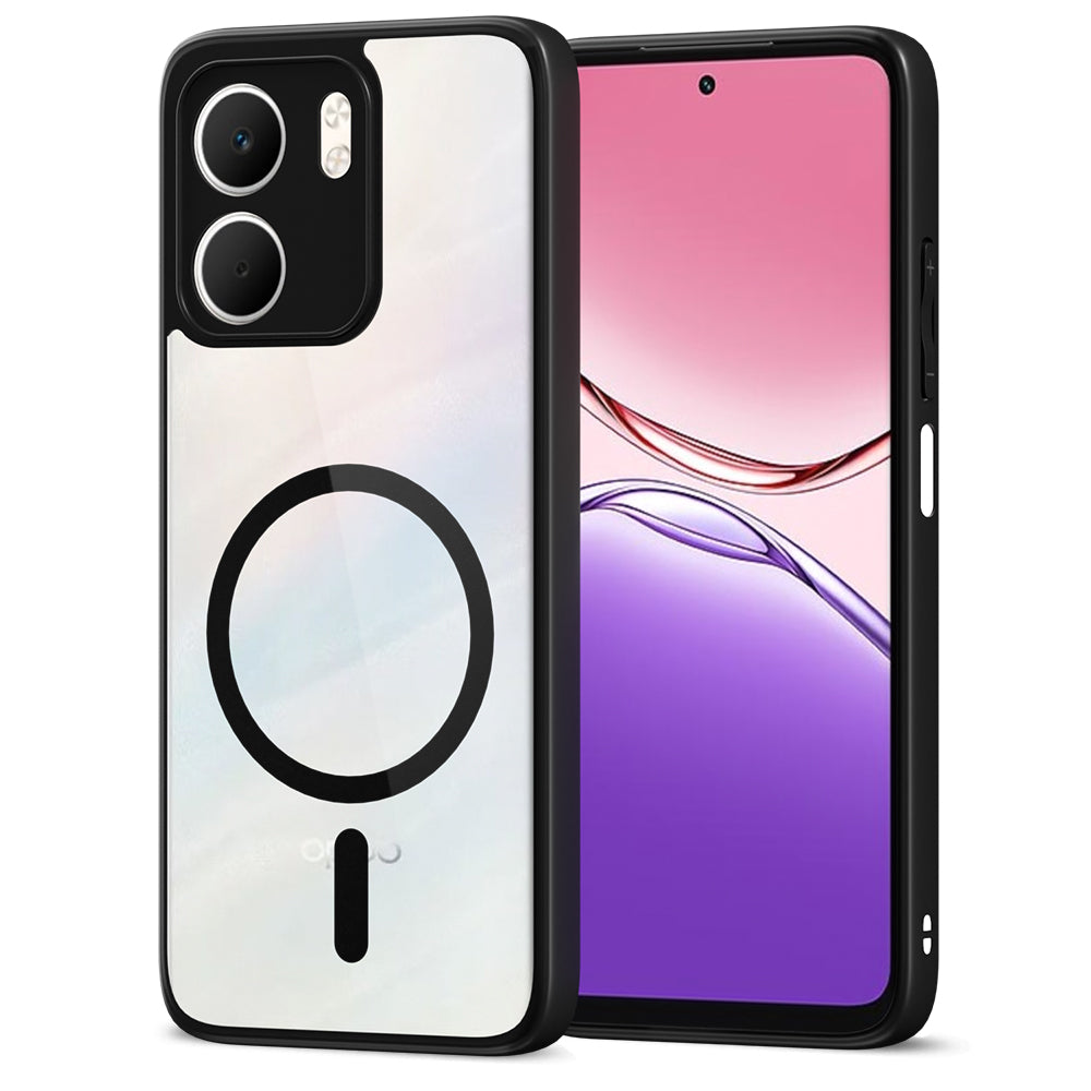 Pikkme Oppo A5x Eagle 2 Mag-Safe Shockproof Hard Transparent Back Cover (Black)