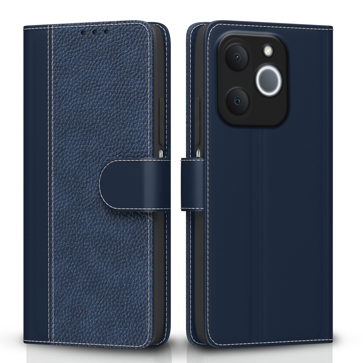 Pikkme Realme C71 5G Double Contrast Leather Finish Flip Cover  - Blue