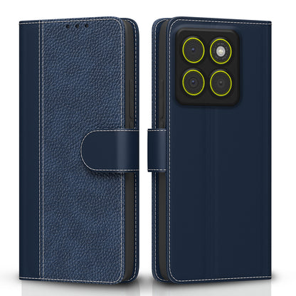 Pikkme Motorola Moto Edge 70 5G Double Contrast Leather Finish Flip Cover  - Blue