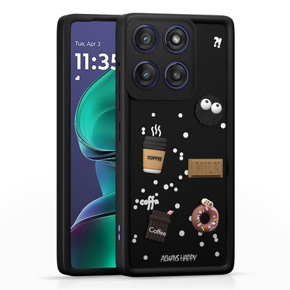 Pikkme Motorola Moto Edge 60 Stylus 5G Cute Fun Cartoon 3D Bear Coffee Back Cover  - Black