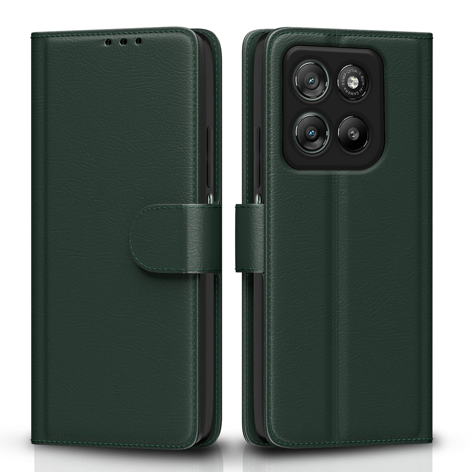 Pikkme Motorola Moto G67 Power 5G / G57 Power 5G Premium Leather Finish Vintage Flip Cover  - Green