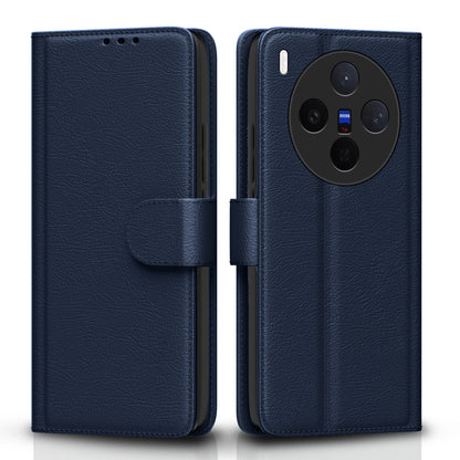 Pikkme Vivo X300 5G Premium Leather Finish Vintage Flip Cover  - Blue
