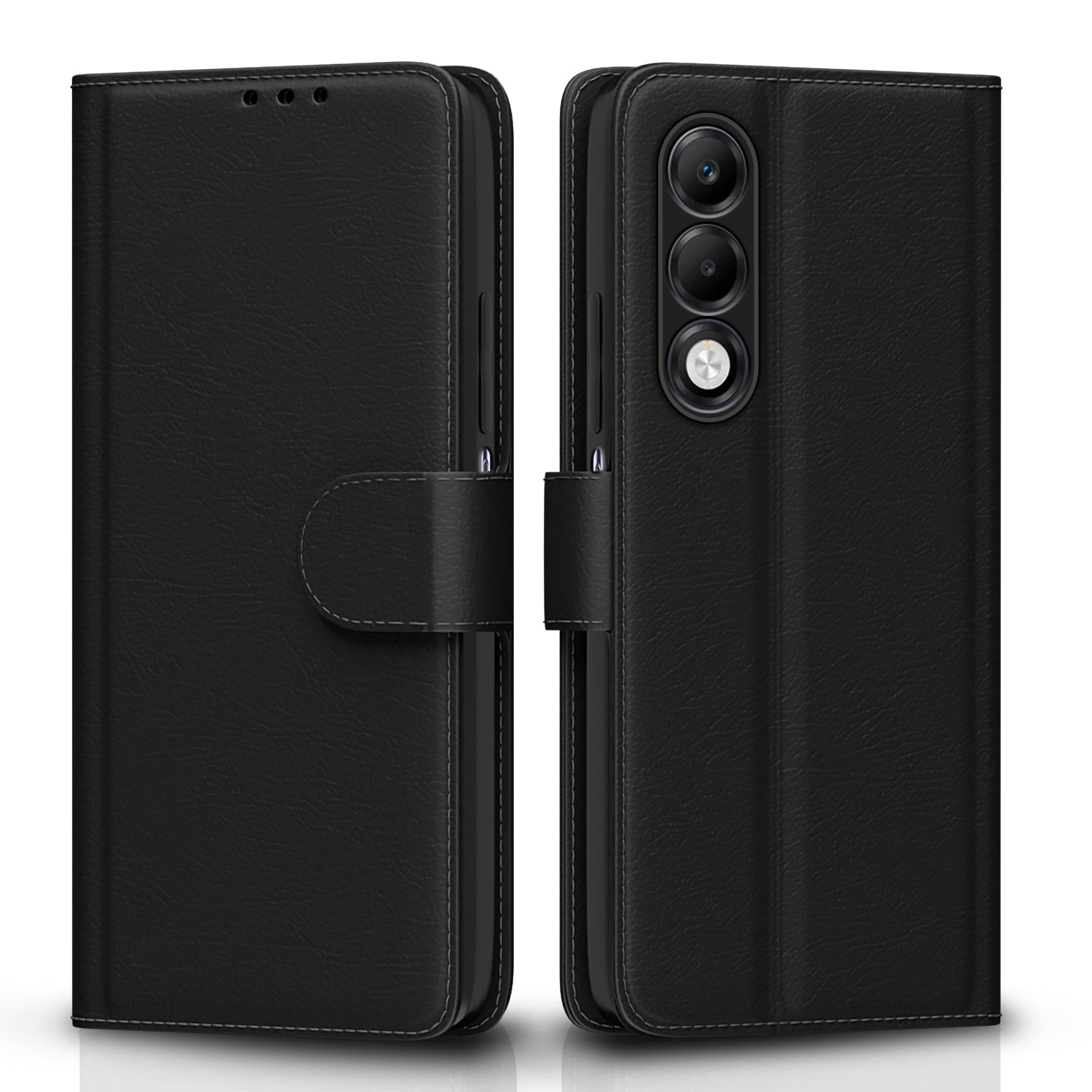 Pikkme Oppo K13x 5G  Premium Leather Finish Vintage Flip Cover (Black)