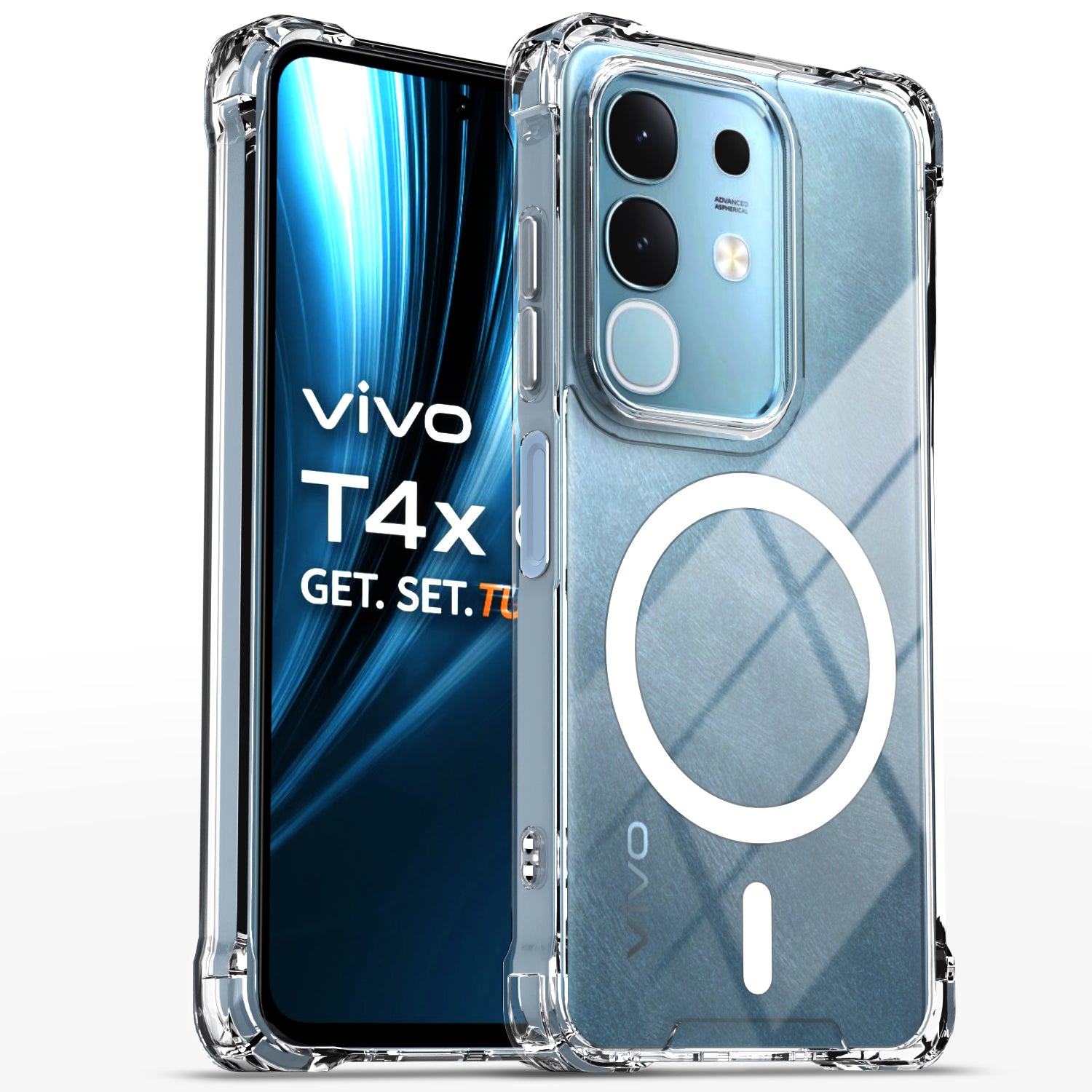 Pikkme Vivo T4x 5G / iQoo Z10x 5G Mag-Safe Shockproof PC + TPU Back Cover (Transparent)