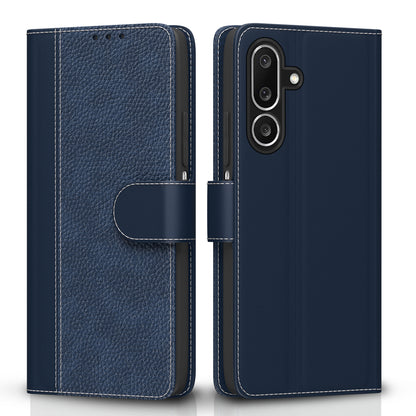 Pikkme Samsung Galaxy M36 5G Dual Tone Leather finish Flip Cover (Blue)