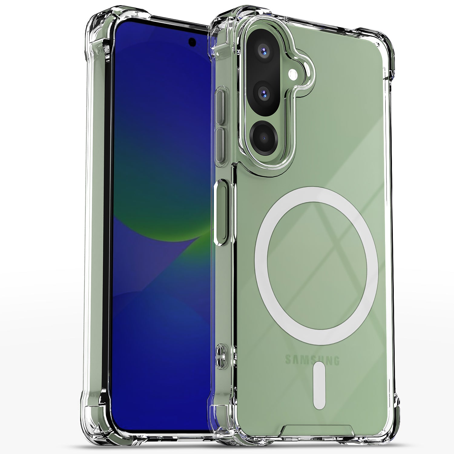 Pikkme Samsung Galaxy M36 5G Mag-Safe Shockproof PC + TPU Back Cover (Transparent)