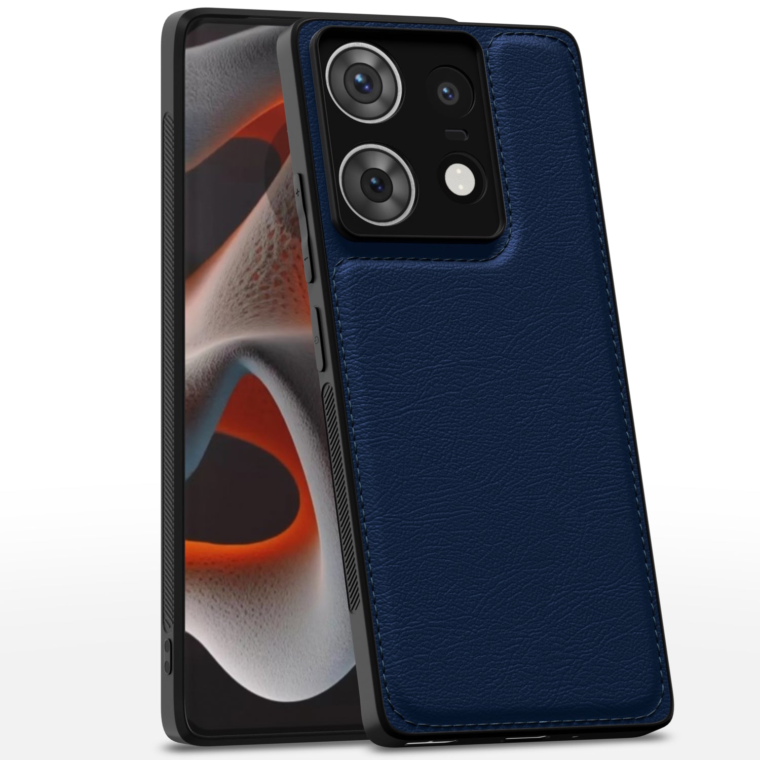 Moto Edge 50 Pro 5G LeatherBack Back Cover – Blue