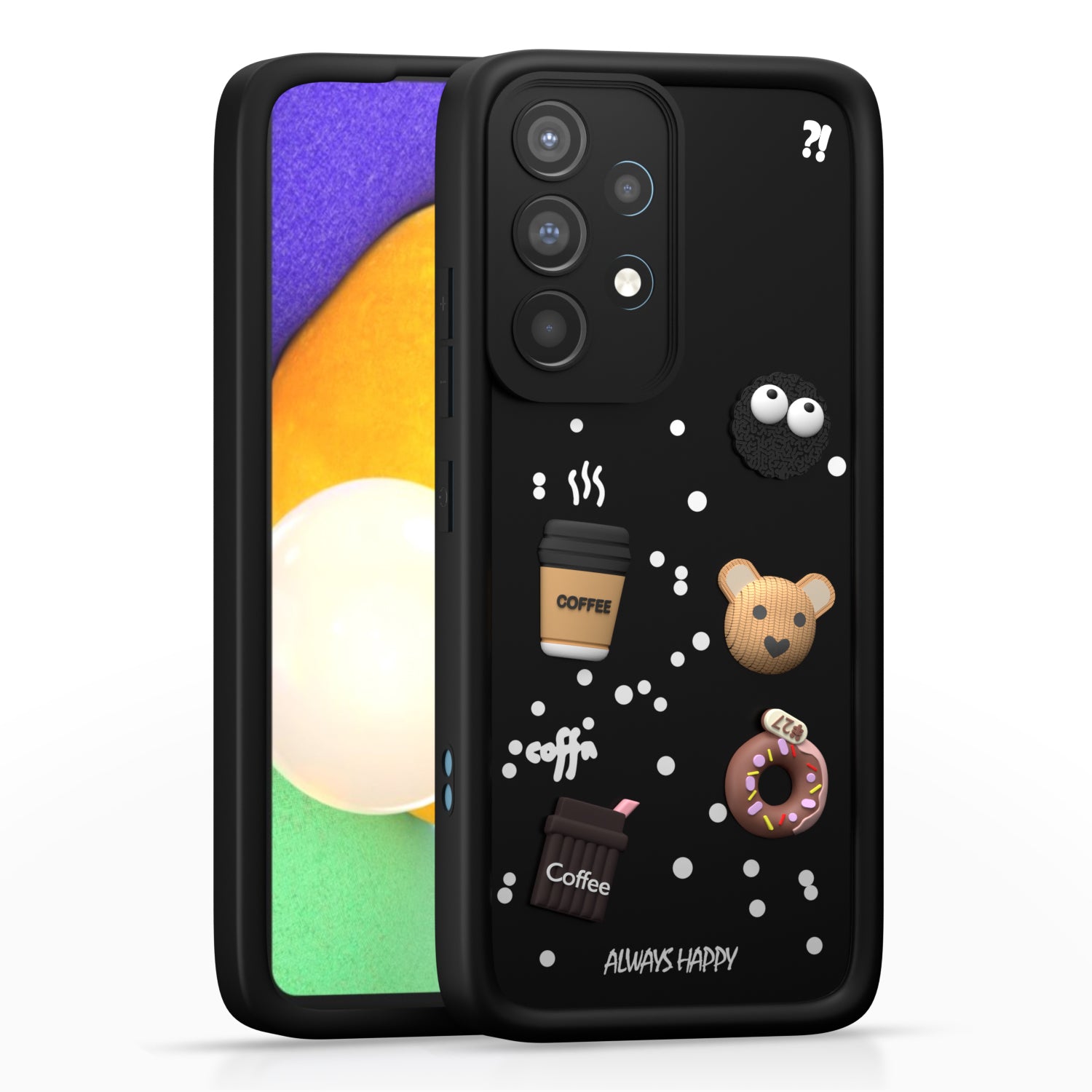 Pikkme Samsung Galaxy A52 / A52s 5G Cute Fun Cartoon 3D Bear Coffee Back Cover (Black)