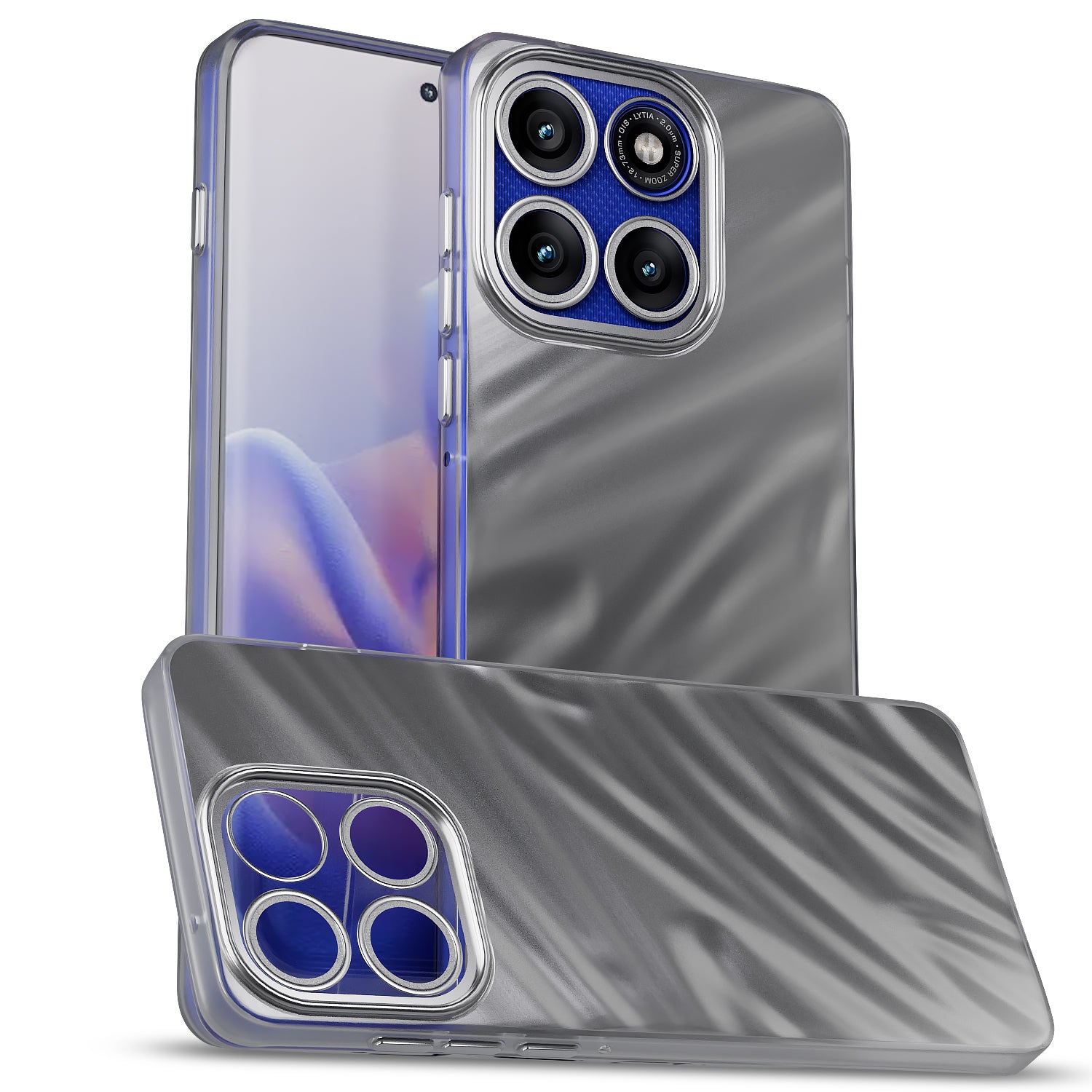 Pikkme Motorola Moto Edge 60 Pro 5G Swirl Design Silver Forest Back Cover   - Silver