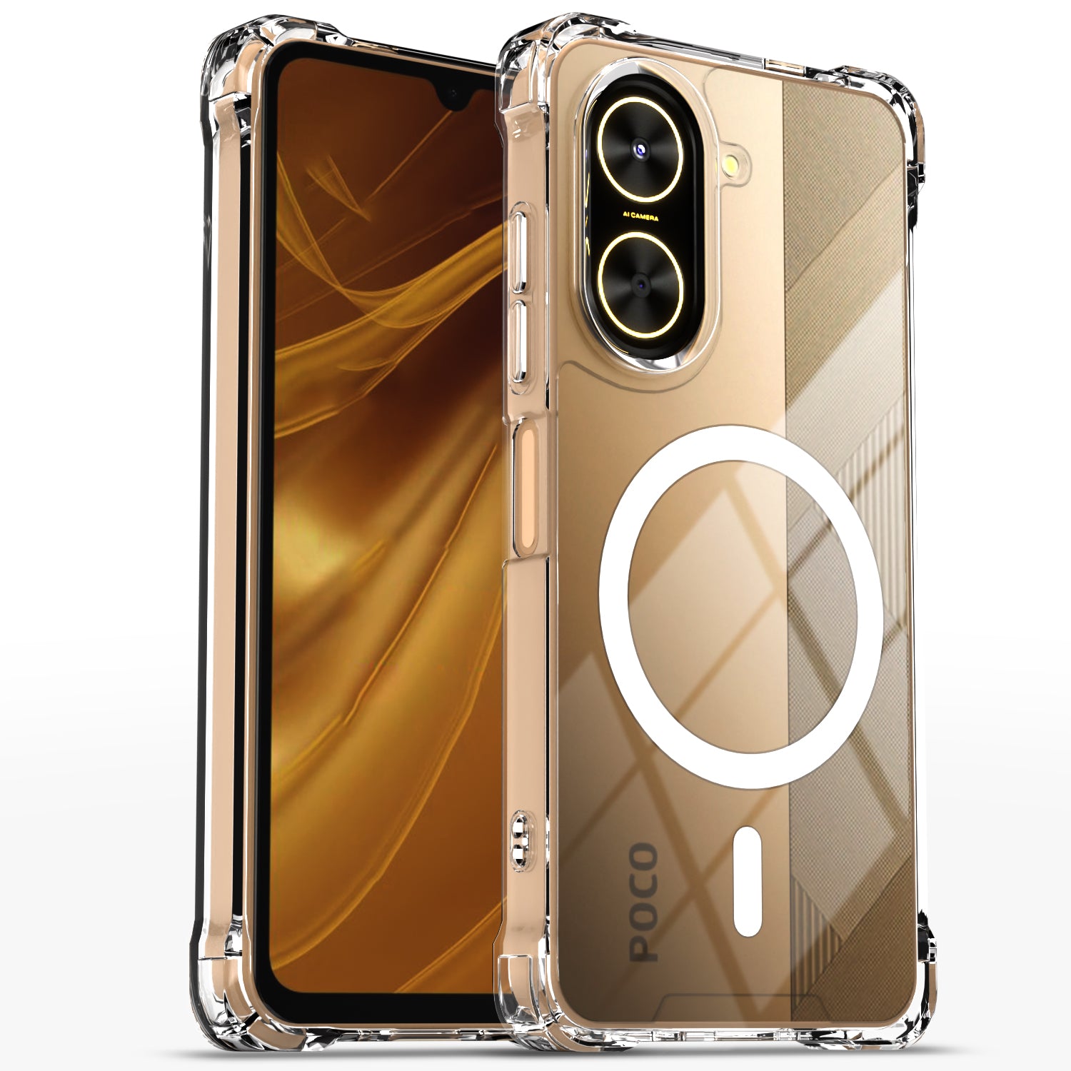 Pikkme Poco C71 / Redmi A5 Mag-Safe Shockproof PC + TPU Back Cover (Transparent)