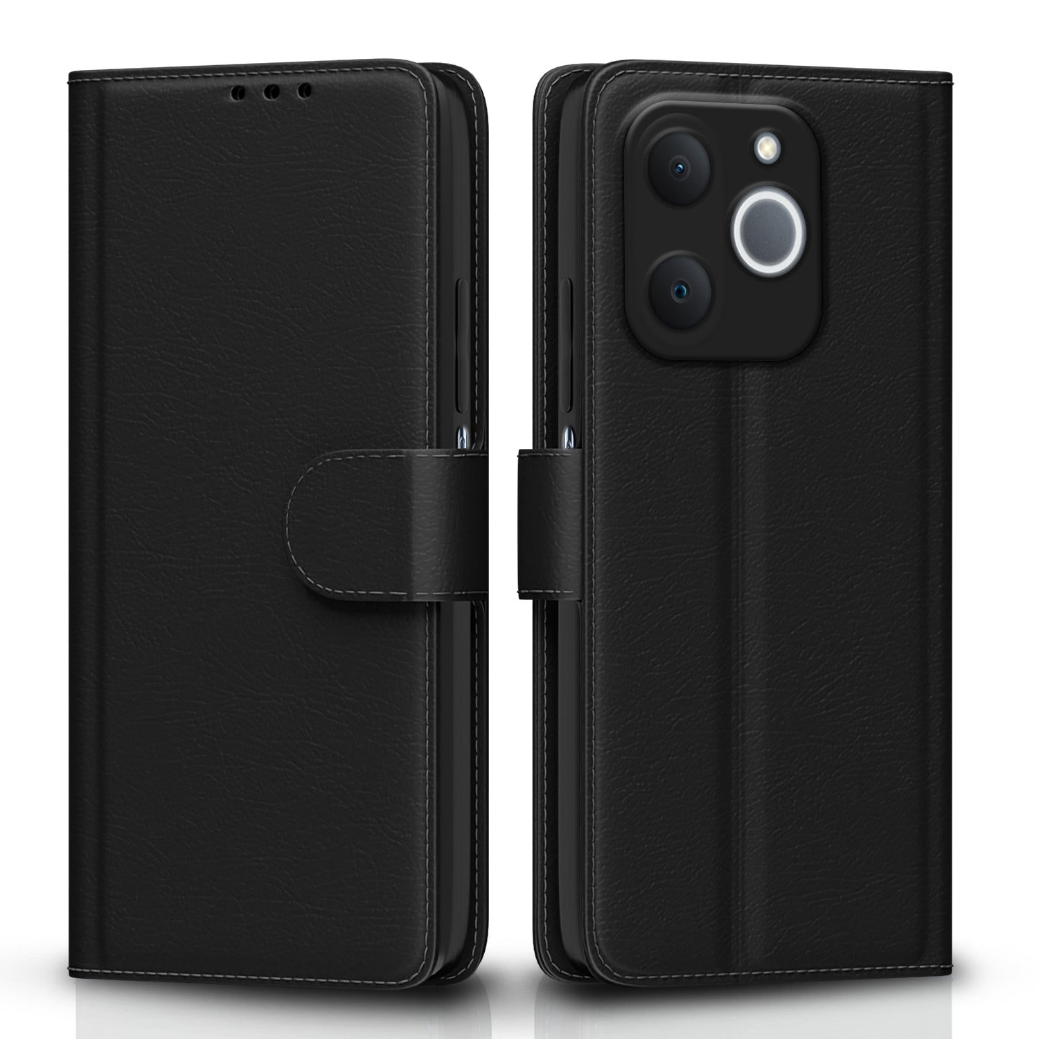 Pikkme Realme C71 5G Premium Leather Finish Vintage Flip Cover  - Black