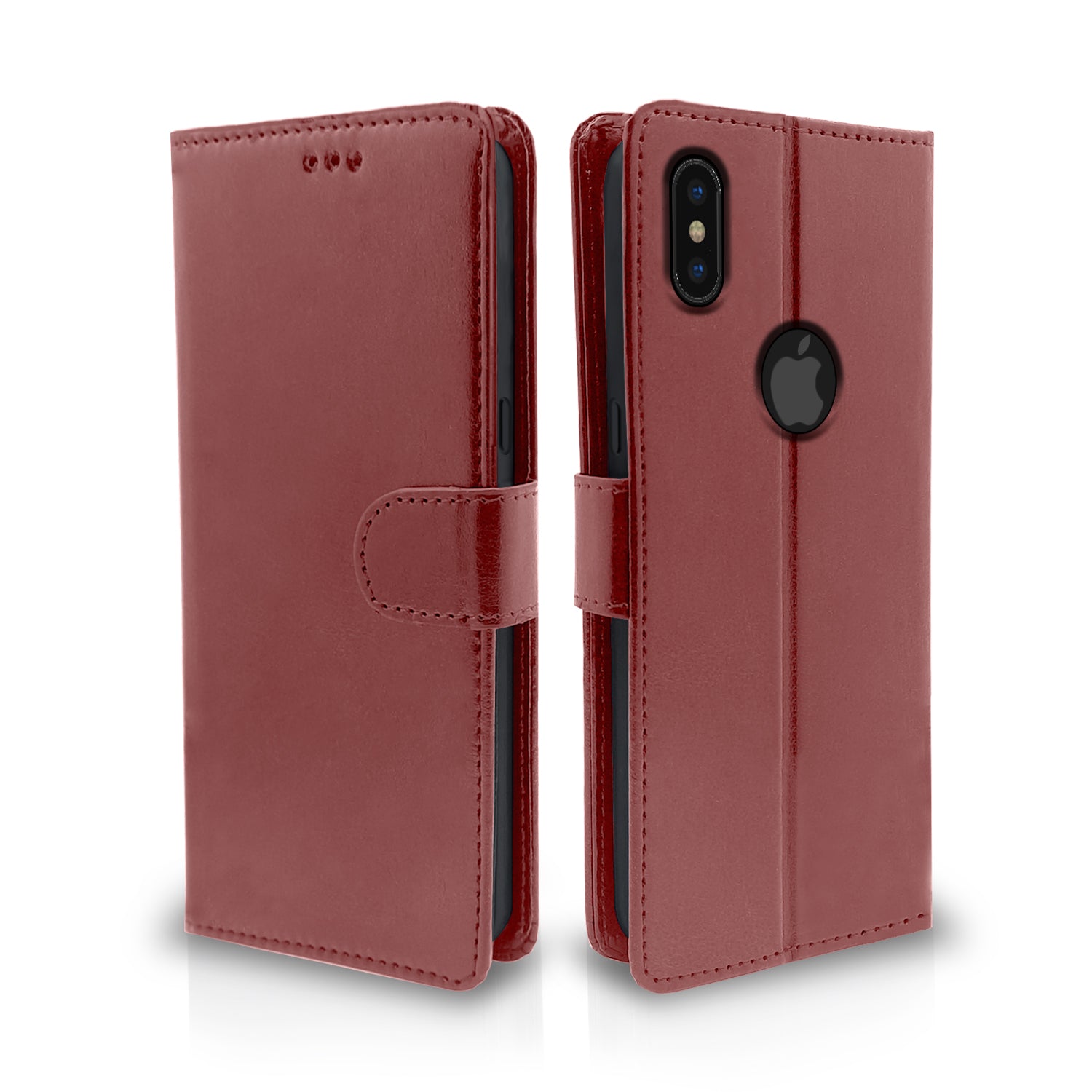 Pikkme iPhone X/Xs Vintage Flip Cover  | Brown
