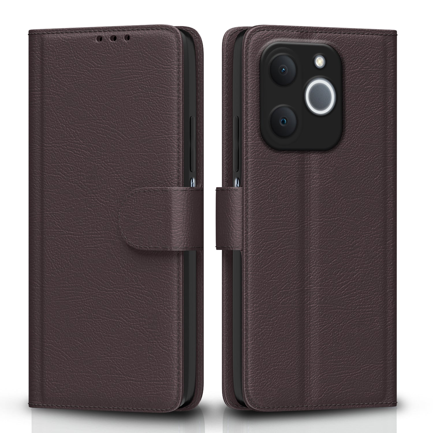 Pikkme Realme C71 5G Premium Leather Finish Vintage Flip Cover  - Coffee