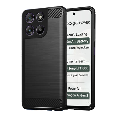 Pikkme Motorola Moto G67 Power 5G / G57 Power 5G Hybrid Carbon Fiber Back Cover  - Black
