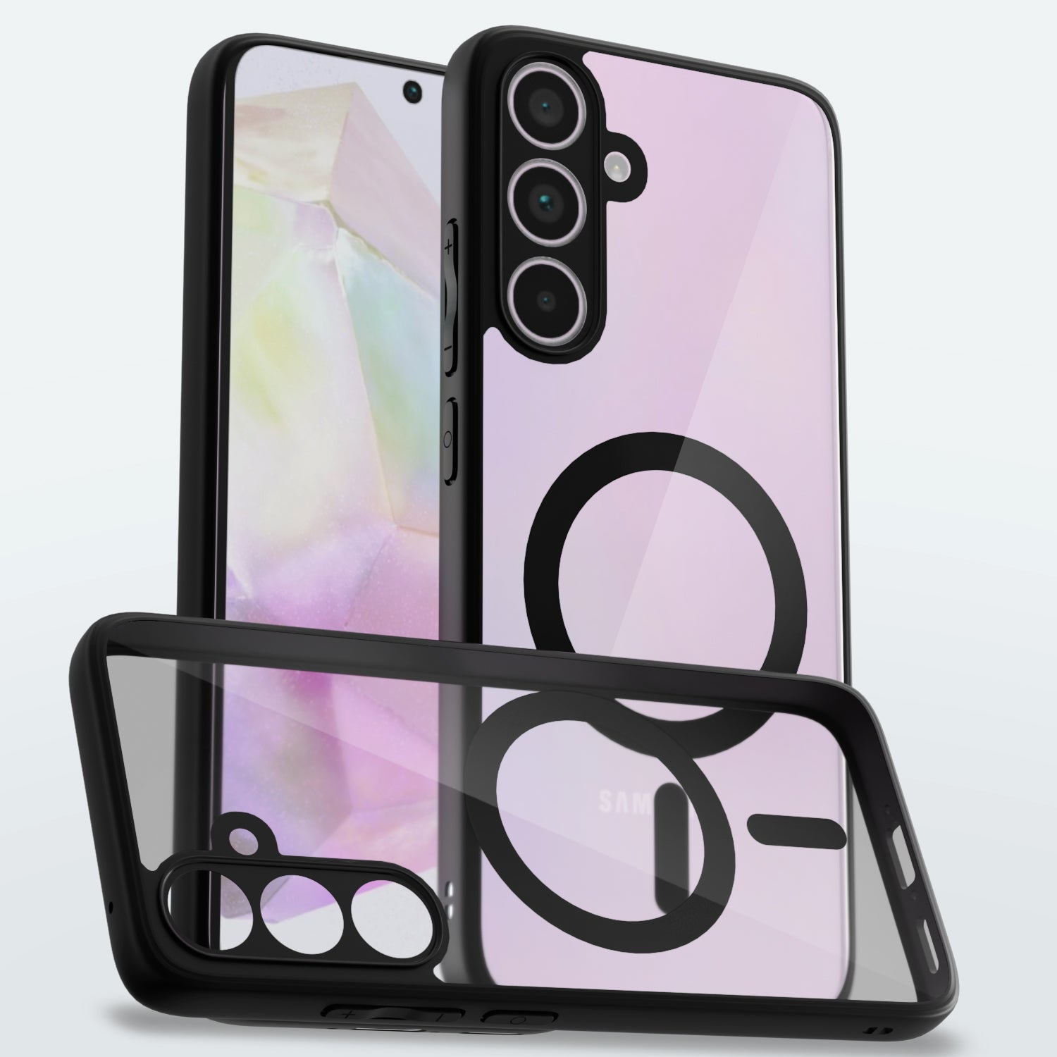 Pikkme Samsung Galaxy A35 5G Eagle 2 Mag-Safe Shockproof Hard Transparent Back Cover  - Black