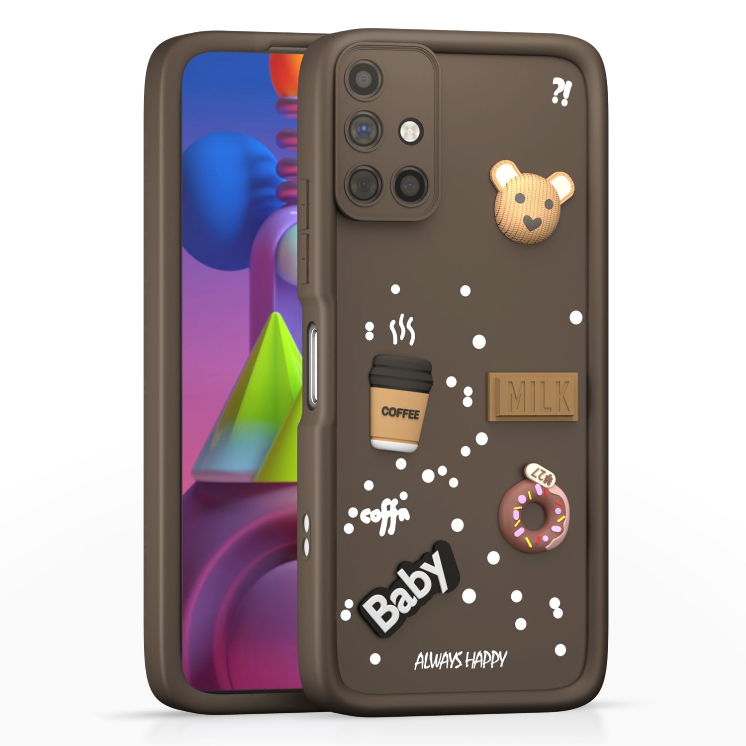 Pikkme Samsung Galaxy M51 Cute Fun Cartoon 3D Bear Silicone Back Cover - Brown 