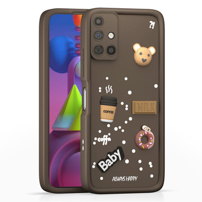 Pikkme Samsung Galaxy M51 Cute Fun Cartoon 3D Bear Silicone Back Cover - Brown 