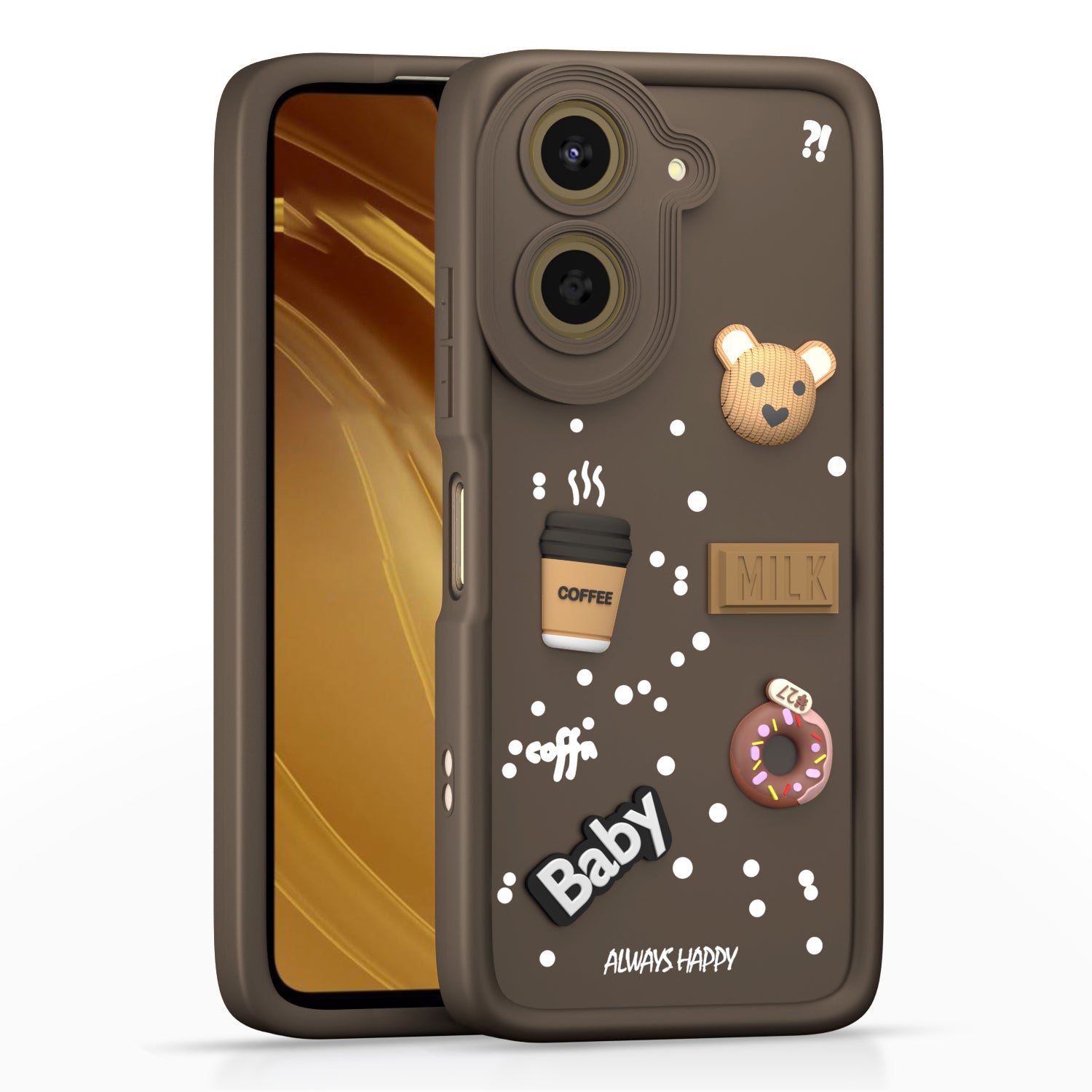Pikkme Redmi A5/Poco C71 Cute Fun Cartoon 3D Bear Coffee Back Cover (Brown)