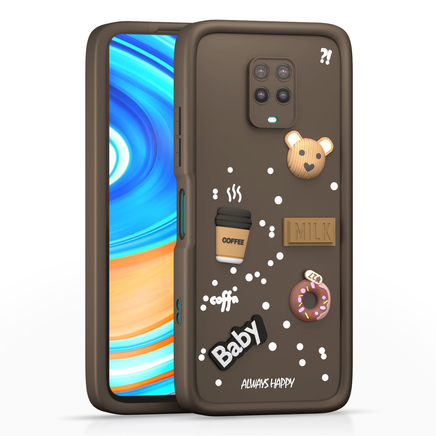 PikkmeRedmi Note 9 Pro Cute Fun Cartoon 3D Bear Silicone Back Cover - Brown 