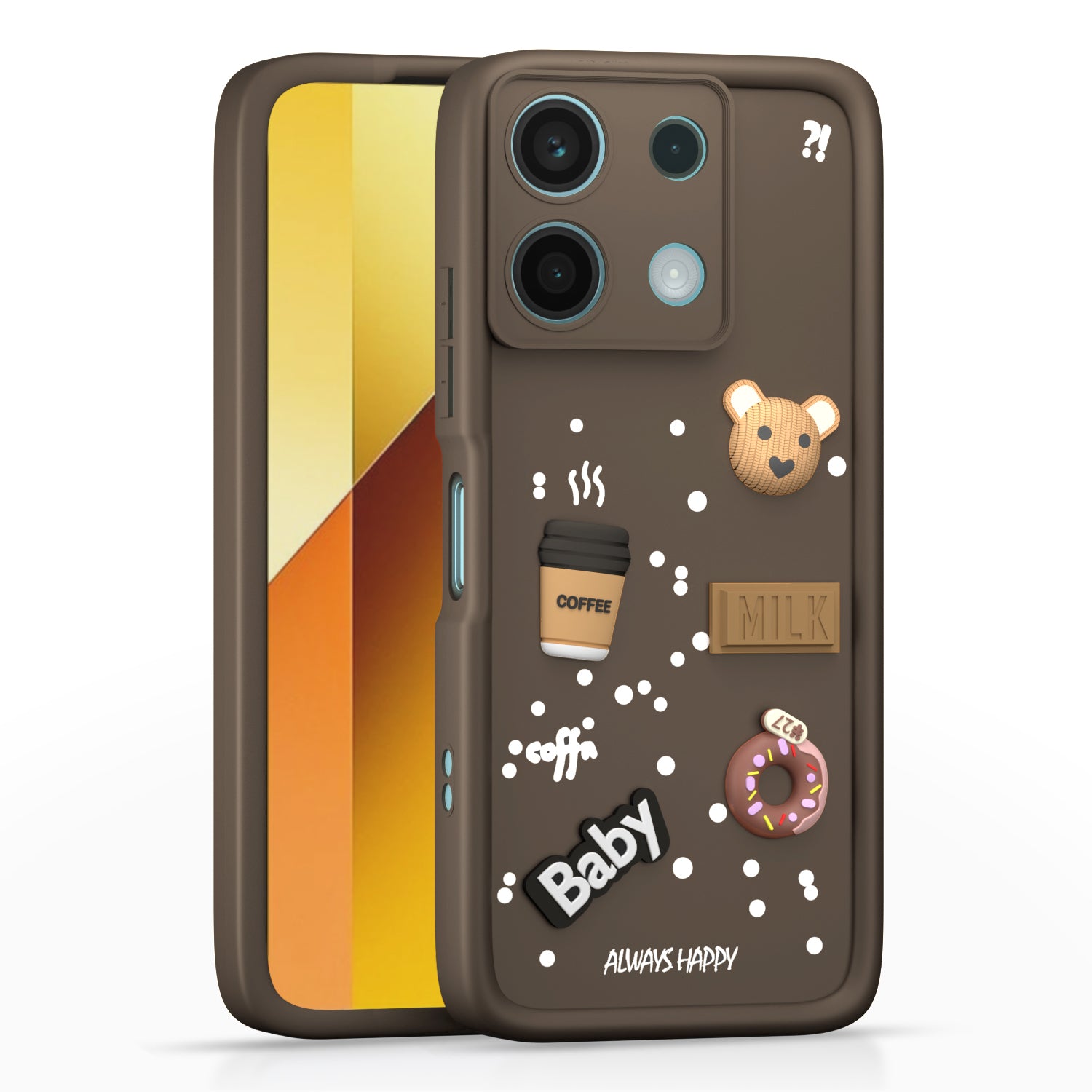 PikkmeRedmi Note 13 5G Cute Fun Cartoon 3D Bear Silicone Back Cover - Brown 