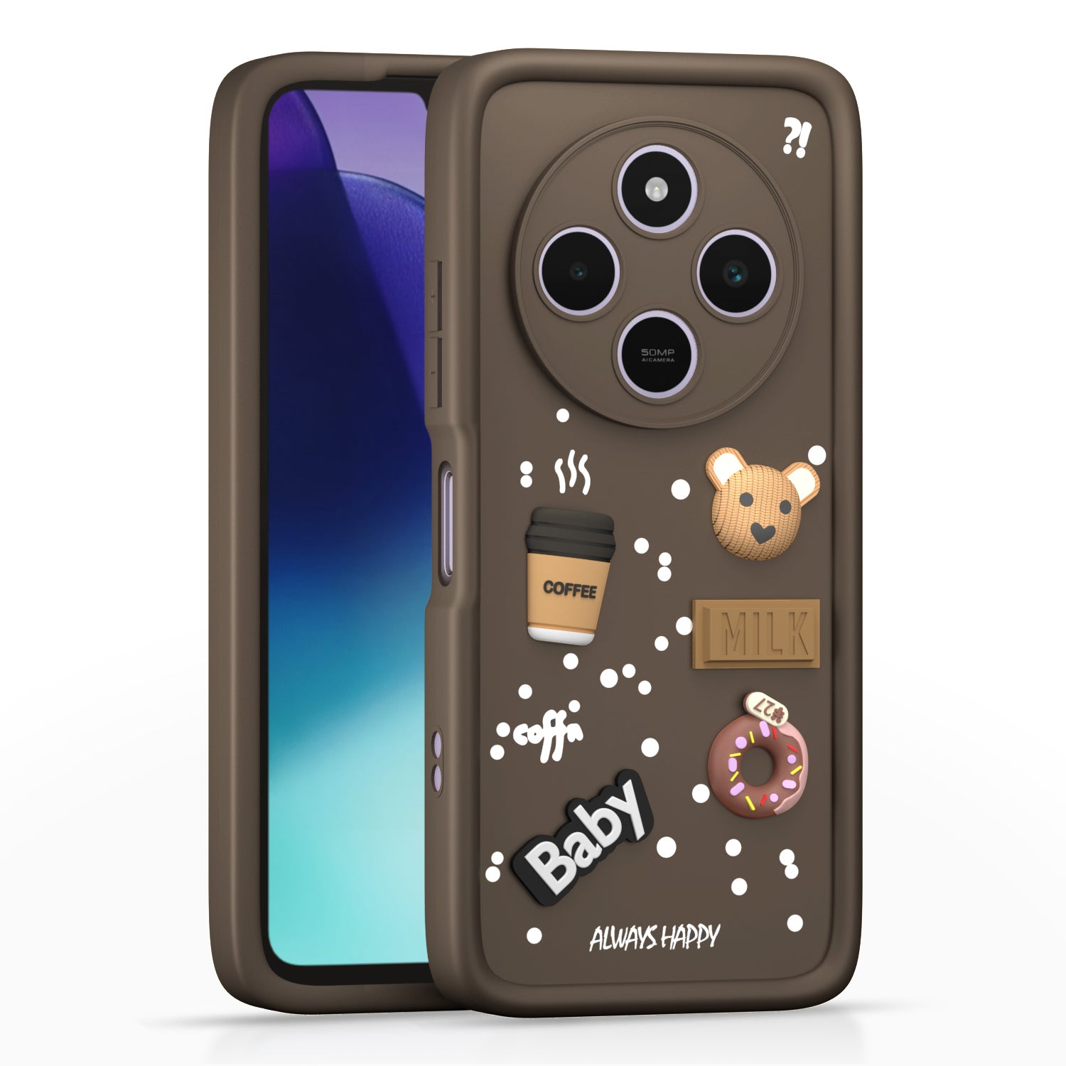 PikkmeRedmi A4 5G  Cute Fun Cartoon 3D Bear Silicone Back Cover - Brown 