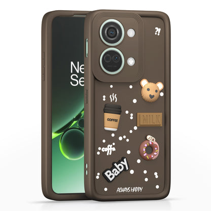 Pikkme OnePlus Nord 3 5G Cute Fun Cartoon 3D Bear Coffee Back Cover (Black)