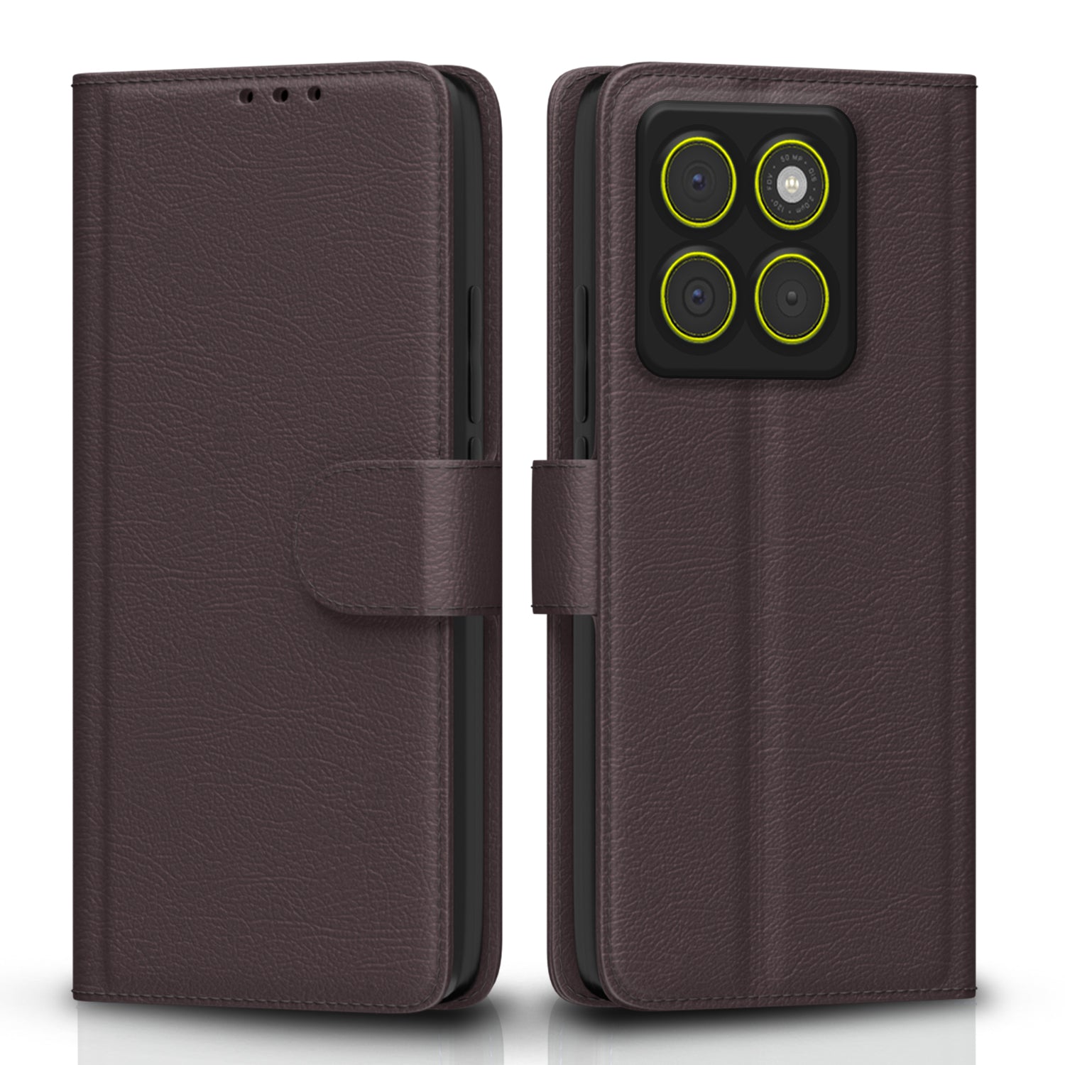 Pikkme Motorola Moto Edge 70 5G Premium Leather Finish Vintage Flip Cover  - Coffee