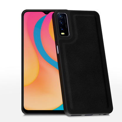 Vivo Y12s / Y20 / Y20i / Y20G Premium Leather Back Cover by Pikkme - Black  