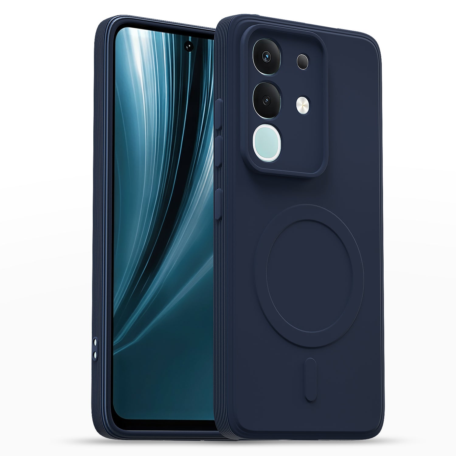 Pikkme Vivo T4x 5G / iQOO Z10x 5G / Vivo Y31 Pro 5G Matte Silicone Mag-Safe Style logo  - not mag-safe compatible Back Cover  - Blue