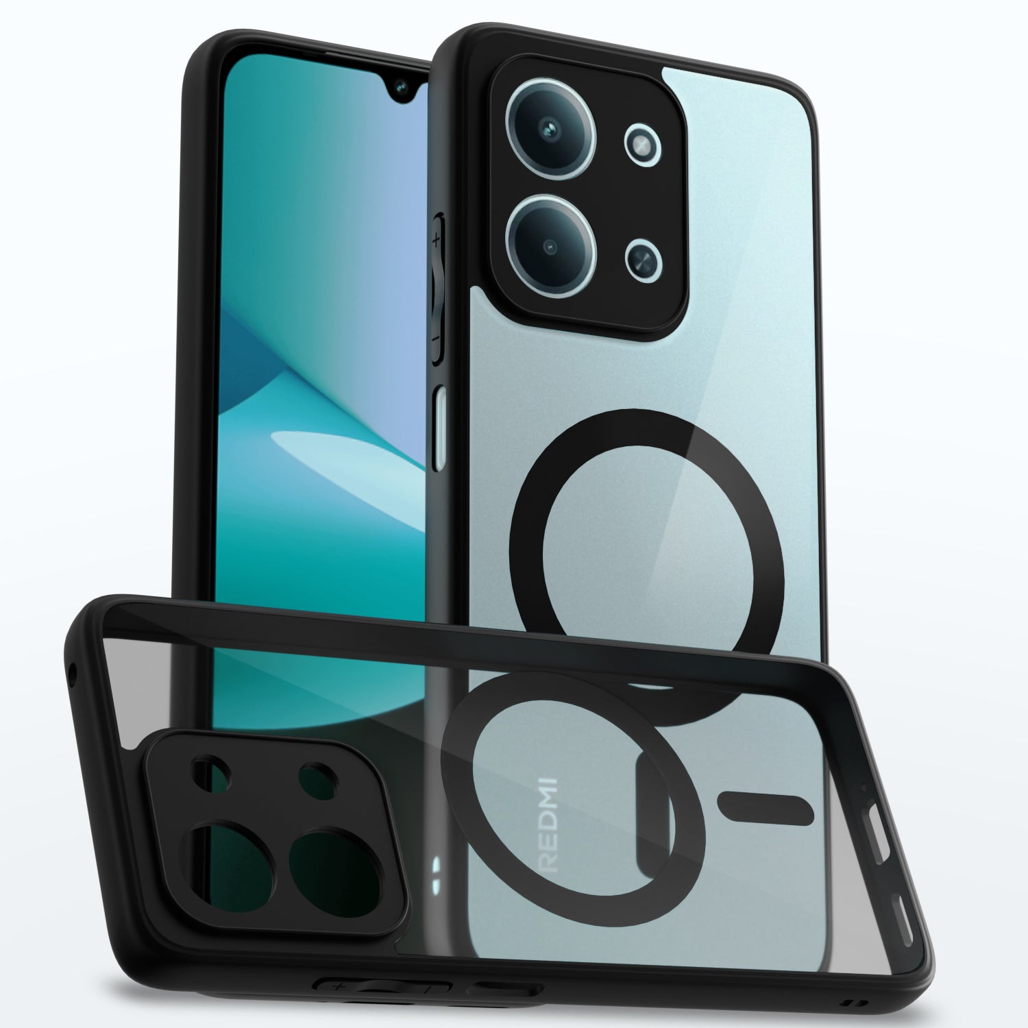 Pikkme Redmi 15c 5G Eagle 2 Mag-Safe Shockproof Hard Transparent Back Cover  - Black