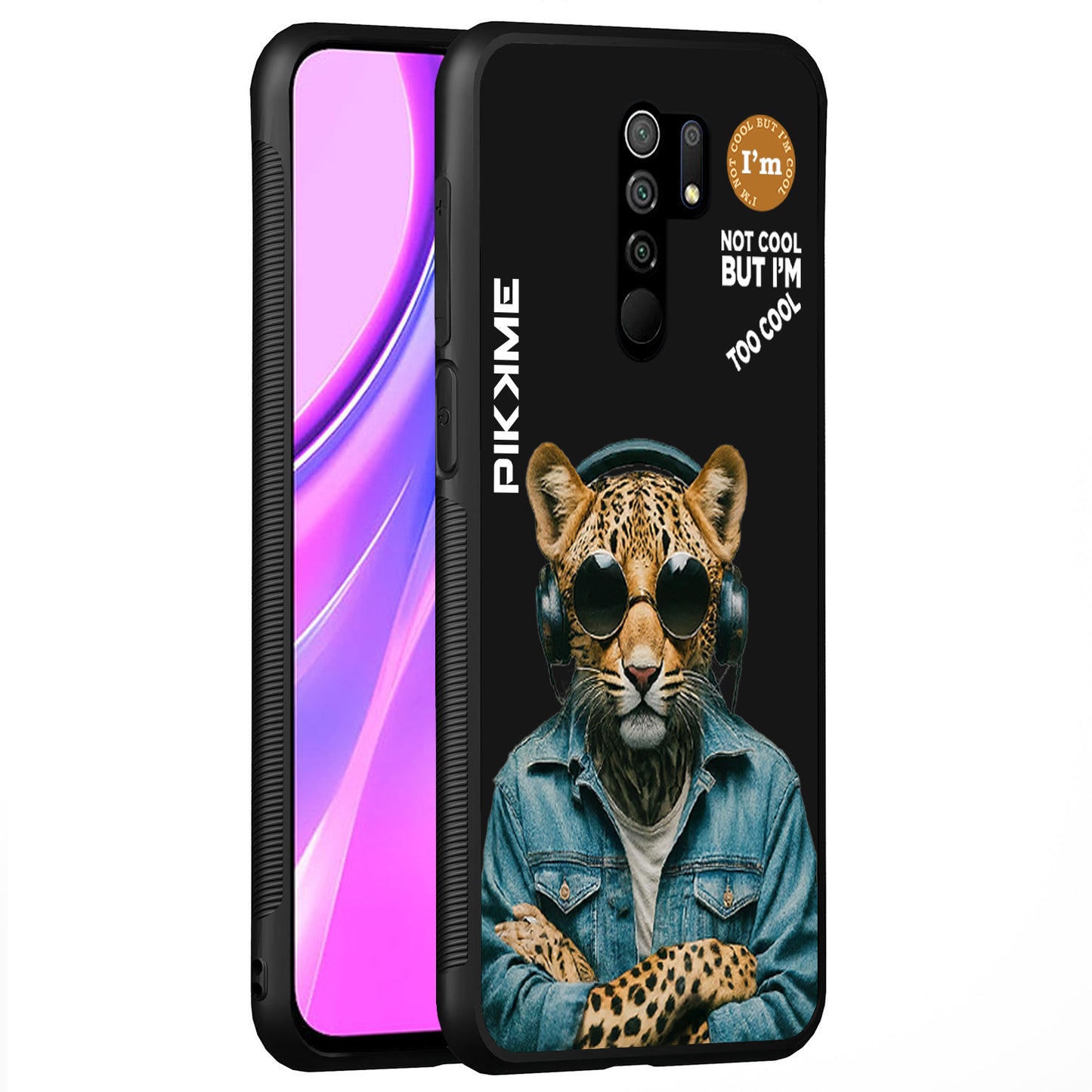 Pikkme Back Cover Pc Tpu + Printed Cool Funky Stylish Black Leopard Swag Raised Edges Camera Protection |Bumper Case For Redmi 9 Prime (Design 04)