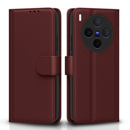Pikkme Vivo X300 5G Premium Leather Finish Vintage Flip Cover  - Brown