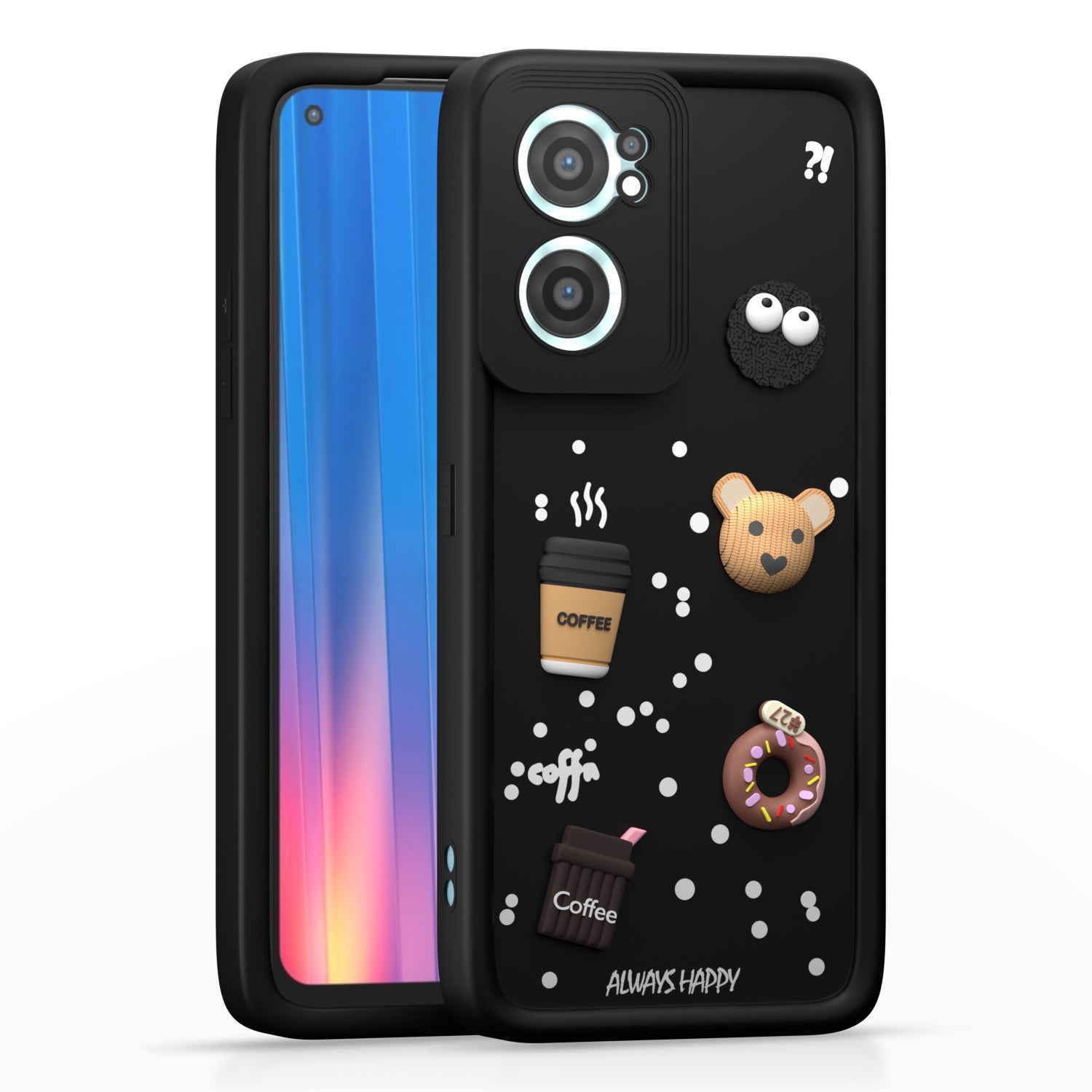 Pikkme Oneplus Nord Ce 2 5G Cute Fun Cartoon 3D Bear Coffee Back Cover (Black)