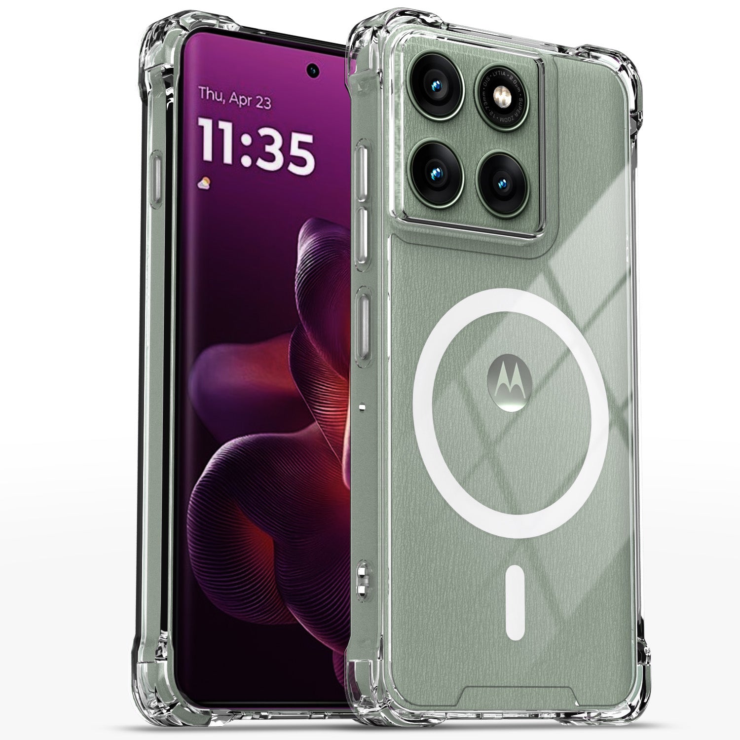 Pikkme Motorola Moto Edge 60 Pro 5G Mag-Safe Shockproof PC + TPU Back Cover (Transparent)
