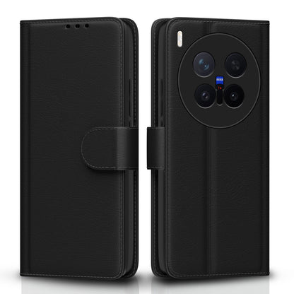 Pikkme Vivo X300 Pro 5G Premium Leather Finish Vintage Flip Cover  - Black