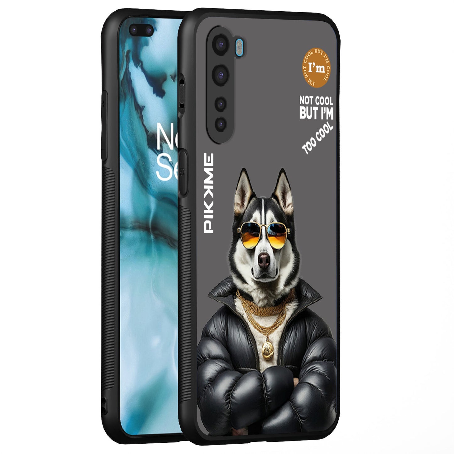 Pikkme Back Cover Pc Tpu + Printed Cool Funky Stylish Grey Dog Swag Raised Edges Camera Protection |Bumper Case For OnePlus Nord (Design 02)