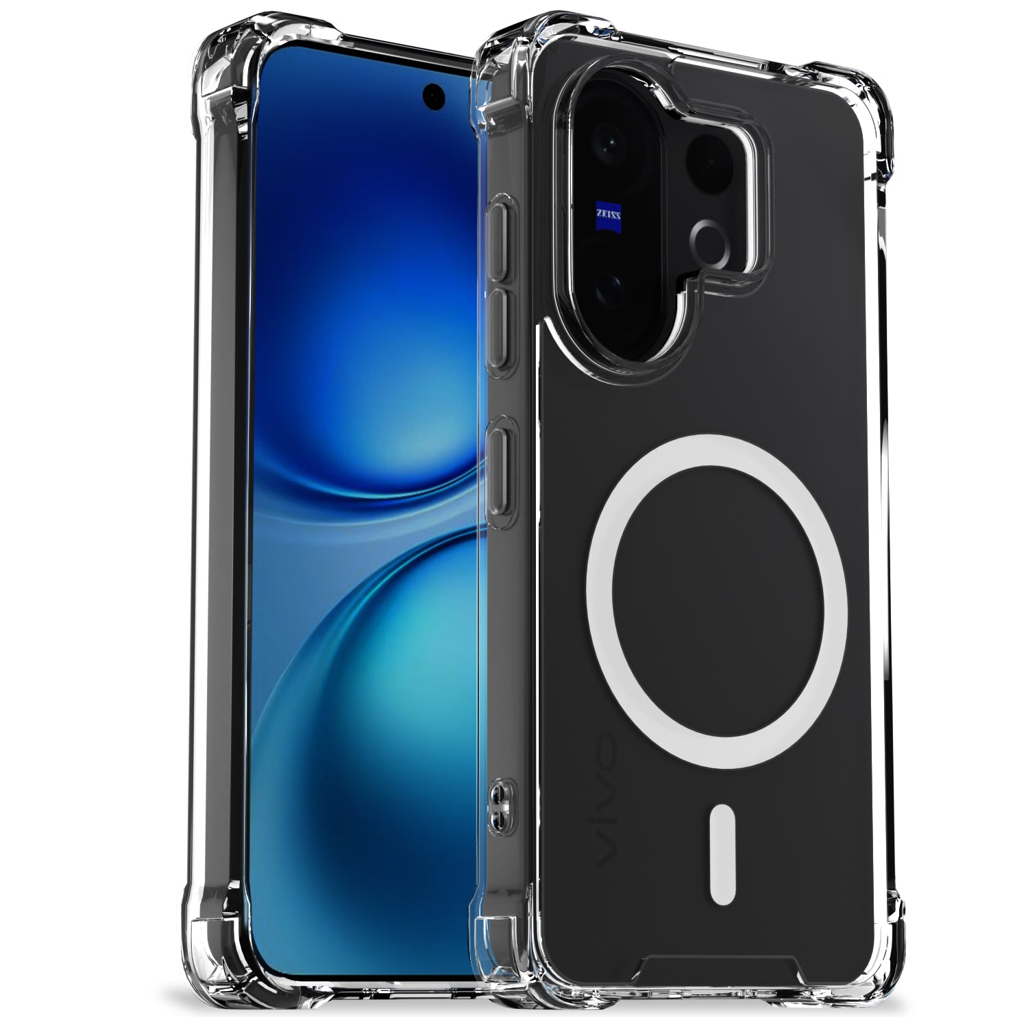 Pikkme Vivo X200 FE 5G Mag-Safe Shockproof PC + TPU Back Cover (Transparent)