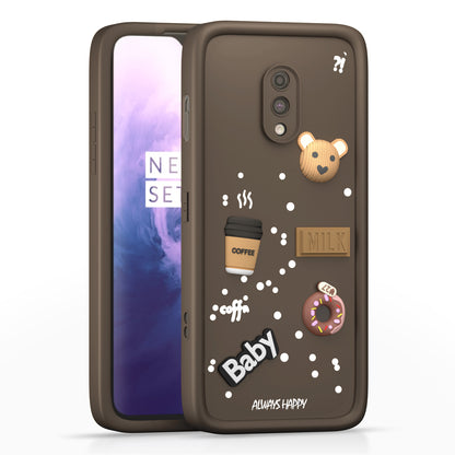 Pikkme One Plus 7 Cute Fun Cartoon 3D Bear Coffee Back Cover (Brown)