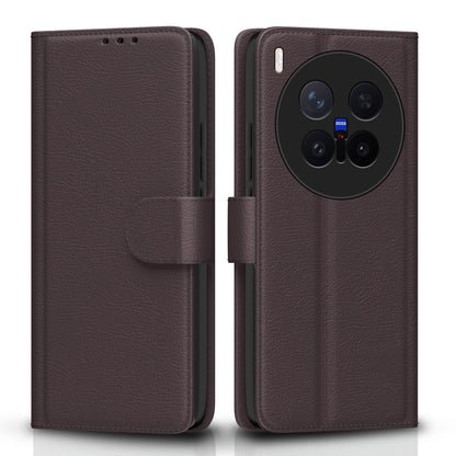 Pikkme Vivo X300 Pro 5G Premium Leather Finish Vintage Flip Cover  - Coffee