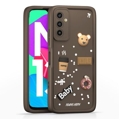 Pikkme Samsung Galaxy M13 4G Cute Fun Cartoon 3D Bear Silicone Back Cover - Brown 