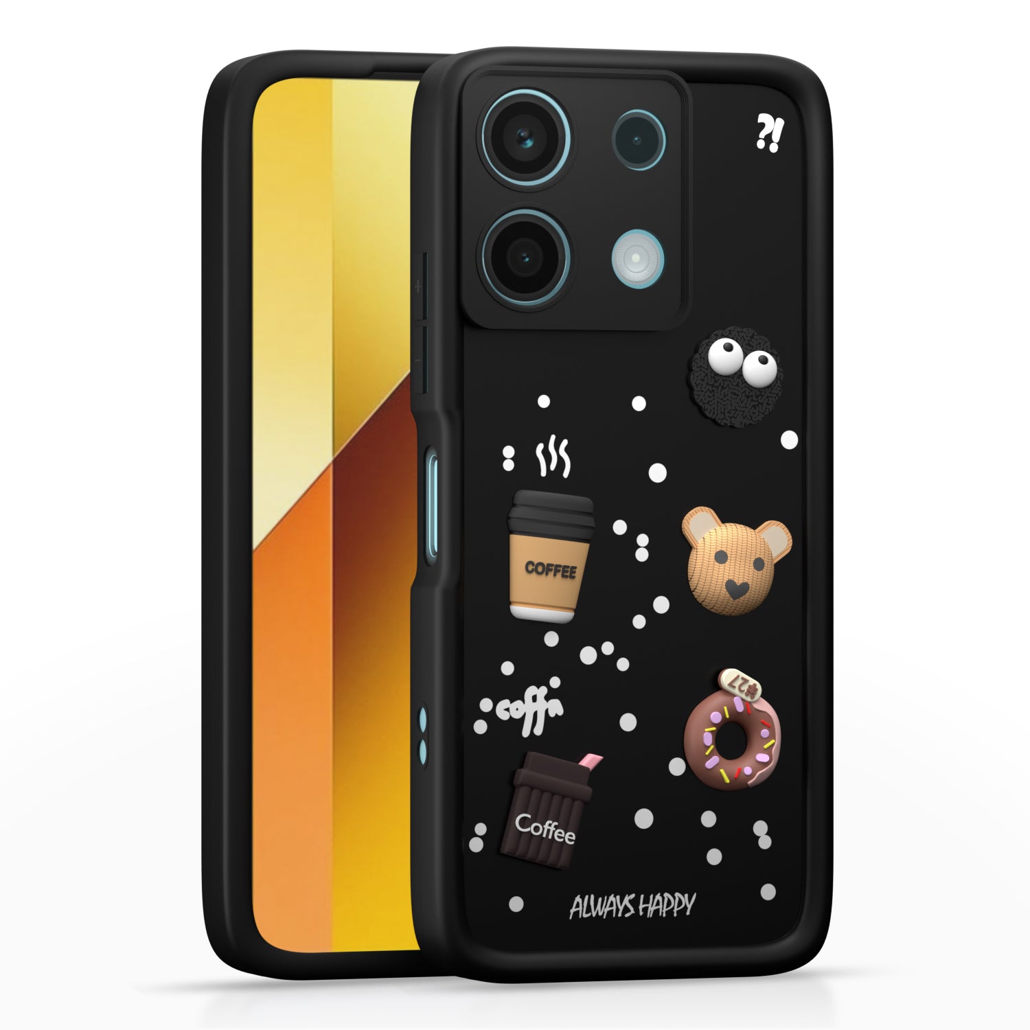 PikkmeRedmi Note 13 5G Cute Fun Cartoon 3D Bear Silicone Back Cover - Black 