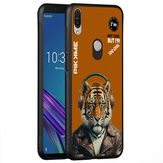 Pikkme Back Cover Pc Tpu + Printed Cool Funky Stylish Brown Tiger Swag Raised Edges Camera Protection |Bumper Case For Asus Max Pro M1 (Design 09)