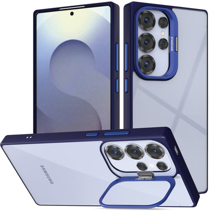 Pikkme Samsung Galaxy S25 Ultra 5G Bracket Stand Case with Camera Protection Rings Bumper case - Blue