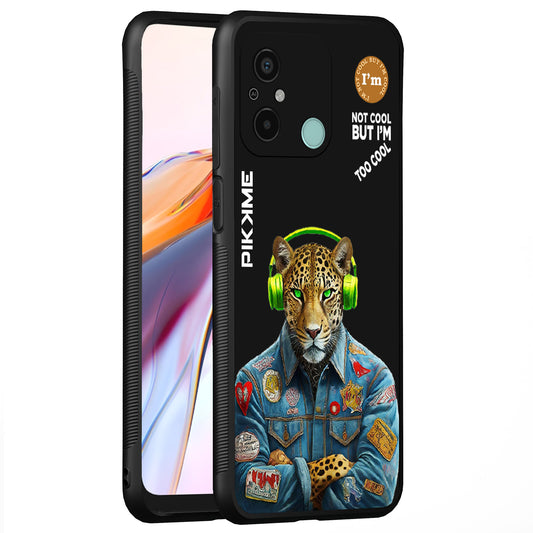 Pikkme Back Cover Pc Tpu + Printed Cool Funky Stylish Black Leopard Swag Raised Edges Camera Protection |Bumper Case For Redmi 12C (Design 03)