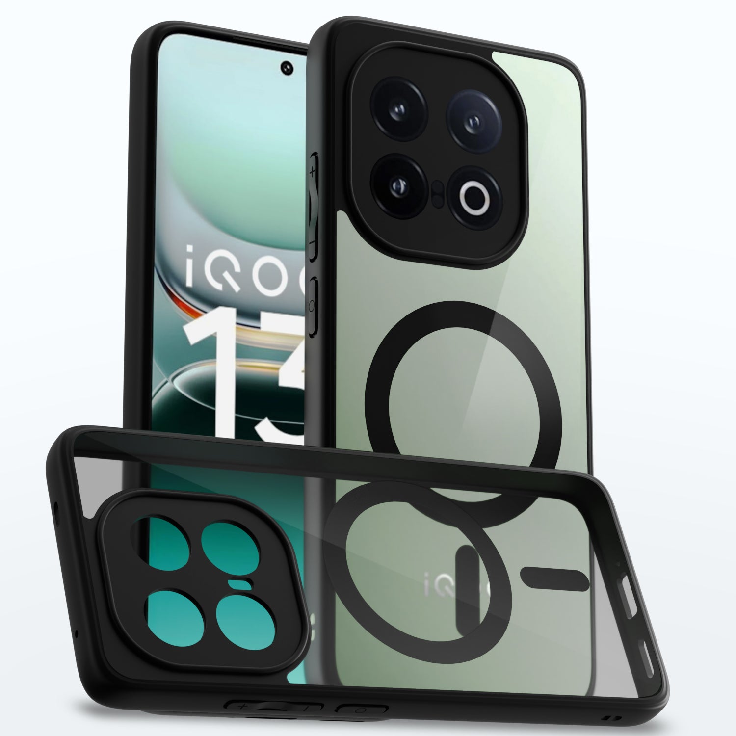 Pikkme iQOO 13 5G Eagle 2 Mag-Safe Shockproof Hard Transparent Back Cover  - Black