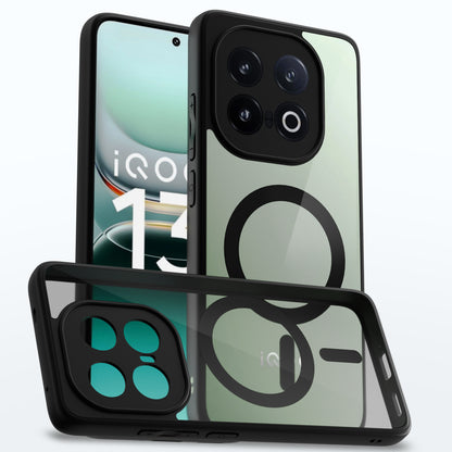 Pikkme iQOO 13 5G Eagle 2 Mag-Safe Shockproof Hard Transparent Back Cover  - Black