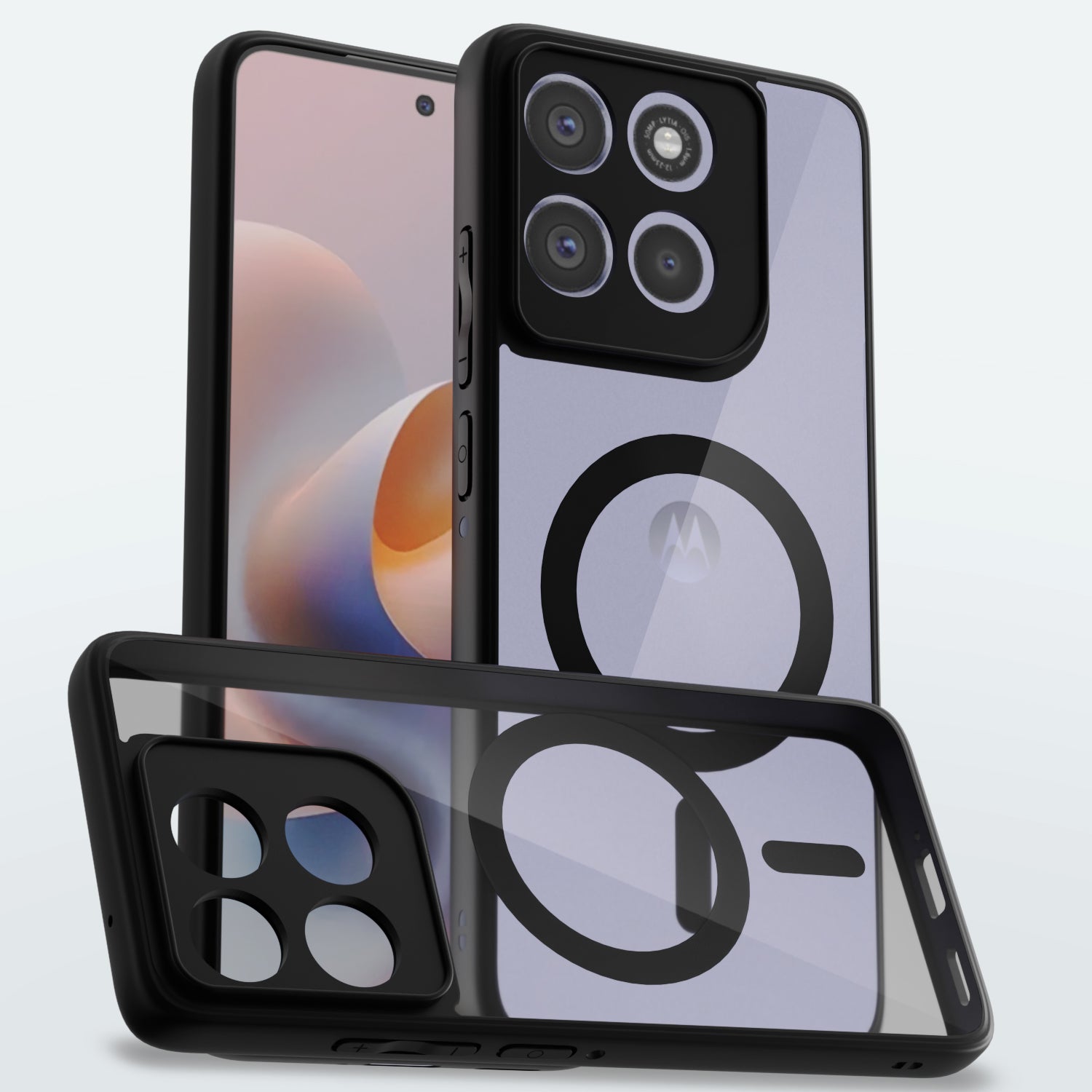 Pikkme Motorola Moto G86 Power 5G Eagle 2 Mag-Safe Shockproof Hard Transparent Back Cover  - Black
