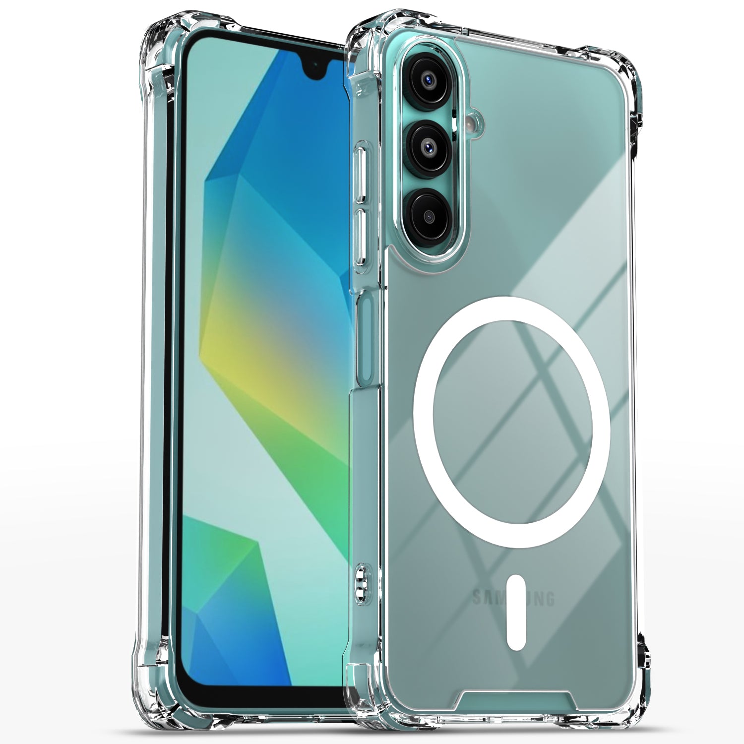 Pikkme Samsung Galaxy A16 5G Mag-Safe Shockproof PC + TPU Back Cover (Transparent)