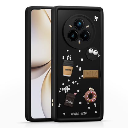Pikkme Realme 14 Pro Plus 5G / Realme P3 Pro 5G Cute Fun Cartoon 3D Bear Coffee Back Cover  - Black